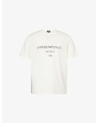 Emporio Armani - Milano Text-Print Cotton T-Shirt - Lyst