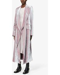 Ann Demeulemeester Belted Velvet Coat - Multicolour