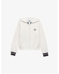 Prada - Brand-Print Zip-Up Cotton Hoodie - Lyst