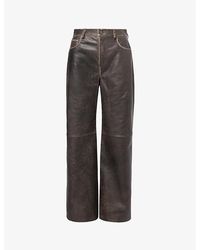Reformation - Veda Mid-rise Wide-leg Leather Trousers - Lyst