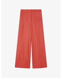 JOSEPH - Thurlow Wide-Leg High-Rise Silk And Cotton-Blend Trousers - Lyst