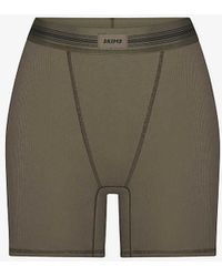 Skims - Cotton Rib Logo-patch Stretch-cotton Boxer Shorts - Lyst