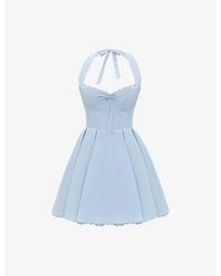 House Of Cb - Harriet Halter Cotton-Blend Mini Dress - Lyst