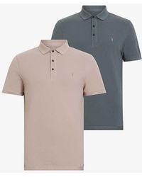 AllSaints - Ashy/Taup Reform Logo-Embroidered Short-Sleeve Cotton Polo Pack Of Two - Lyst