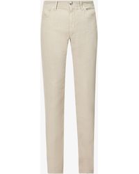 120% Lino Regular-fit Straight Linen Pants - Natural