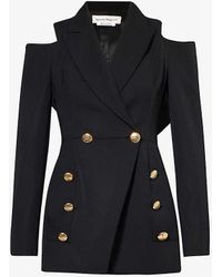 Alexander McQueen - Double-breasted Cut-out Slim-fit Wool Blazer - Lyst