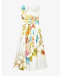 Reiss - X Nybg Anisa Floral-Print Bustier Woven Midi Dress - Lyst
