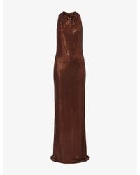 Self-Portrait - Racer-Back Rhinestone-Embellished Maxi Dress - Lyst