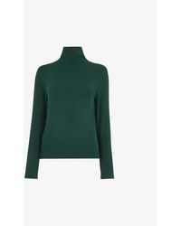 Whistles - Ribbed Polo-neck Stretch-woven Top - Lyst