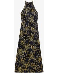 Ted Baker - Roxiell Floral-print Halter-neck Woven Maxi Dress - Lyst