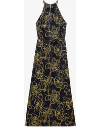 Ted Baker - Vy Roxiell Floral-print Halter-neck Woven Maxi Dress - Lyst