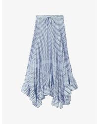 Claudie Pierlot - Polka-Dot Lace-Trim Woven Midi Skirt - Lyst