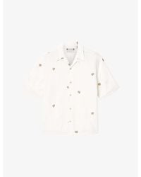 AllSaints - Feline Graphic-Print Cotton And Linen-Blend Shirt - Lyst