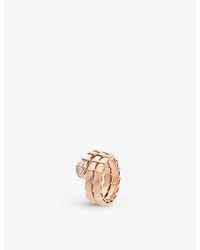 BVLGARI - Serpenti Viper 18Ct Rose- And 0.1Ct Brilliant-Cut Diamond Ring - Lyst