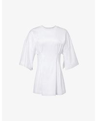 Max Mara - Giotto Pleated-waist Cotton-jersey Mini Dress - Lyst