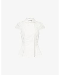 Peachy Den - The Missy Curved-Collar Cotton-Blend Blouse - Lyst