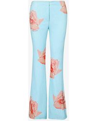 KENZO - Floral-print Flared-leg Woven Trousers - Lyst