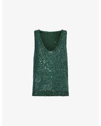 Weekend by Maxmara - Sequinned V-Neck Knitted Tank Top - Lyst