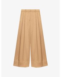 Maje - Rhinestone Wide-Leg Stretch-Satin Trousers - Lyst