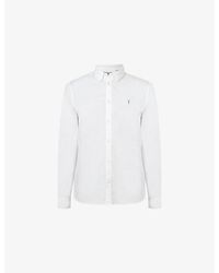 AllSaints - Hawthorne Logo-Embroidered Slim-Fit Stretch Cotton Shirt - Lyst