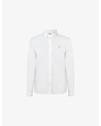 AllSaints - Hawthorne Logo-Embroidered Slim-Fit Stretch Cotton Shirt - Lyst