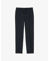 Sandro - Drawstring-Waist Straight-Leg Wool-Blend Trousers - Lyst