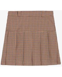 Claudie Pierlot - Sandy Check-pattern Pleated Stretch-woven Mini Skirt - Lyst