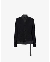 Sacai - Layered Poplin Cotton Cardigan - Lyst