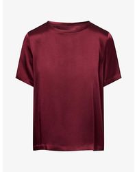 Max Mara - Round-Neck Short-Sleeve Satin Top - Lyst