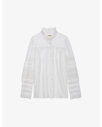 Zadig & Voltaire - Trevy Mock-neck Ruffle-trim Cotton-blend Shirt - Lyst