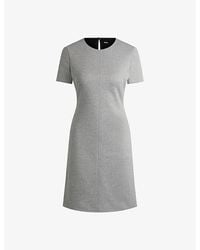 BOSS - Round-Neck Short-Sleeve Stretch Cotton-Jersey Shift Dress - Lyst