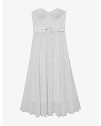 Reiss - Anya Broderie-Anglaise Woven Midi Dress - Lyst