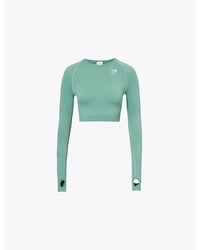GYMSHARK - Vital Seamless 2.0 Long-Sleeve Stretch-Woven Crop Top - Lyst