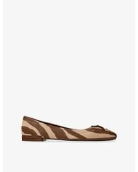 Jimmy Choo - Scarlett Ballerina Zebra-Print Leather Flats - Lyst