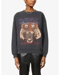 Anine Bing - Tiger Graphic-print Cotton-jersey Sweatshirt - Lyst