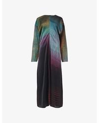 eem - Printed Batwing-Sleeve Woven Maxi Dress - Lyst