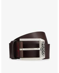 HUGO - Logo-Embossed Leather Belt - Lyst
