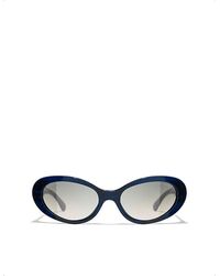Chanel - Ch5515 Oval-frame Acetate Sunglasses - Lyst