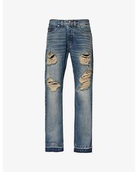 Rhude - Beach Bum Distressed Regular-fit Straight-leg Jeans - Lyst
