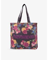 Havaianas - Floral Branded Cotton-Blend Beach Bag Xl - Lyst