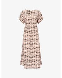 Weekend by Maxmara - Printed Short-Sleeve Silk Midi Dress - Lyst