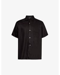 Maison Margiela - Short-sleeve Brand-embroidered Relaxed-fit Woven-blend Shirt - Lyst