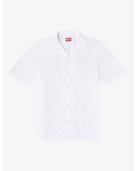 DIESEL - Embroidered-Logo Short-Sleeve Stretch-Cotton Poplin Shirt - Lyst