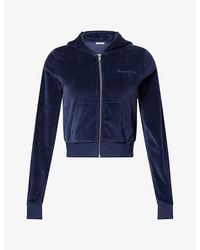 Sporty & Rich - Signature-Logo Krystal Zip Velour Hoody - Lyst