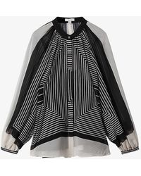 Reiss - Charli Placement-print Woven Blouse - Lyst