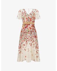 Phase Eight - Lovette Floral-Print Linen-Blend Midi Dress - Lyst