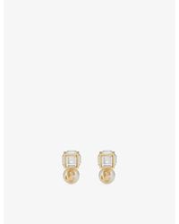 Jimmy Choo - Jc Pearl Cube Brass Stud Earrings - Lyst