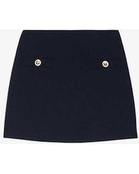Sandro - Button-embellished Wool-blend Twill Mini Skirt - Lyst