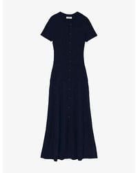 Sandro - Round-Neck Button-Down Stretch-Knit Maxi Dress - Lyst