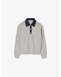Sandro - Denim Button-Down Polo-Collar Knitted Jumper - Lyst